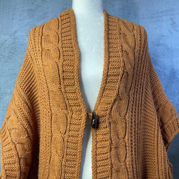 Berretti Made in Italy Alpaca Wool Cable Knit Cardigan | Rust Orange XL - Picture 7 of 16